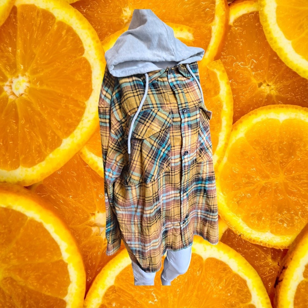 Urban Outfitters Hooded Flannel Shirt Plaid Button Up Long Sleeve Mens S